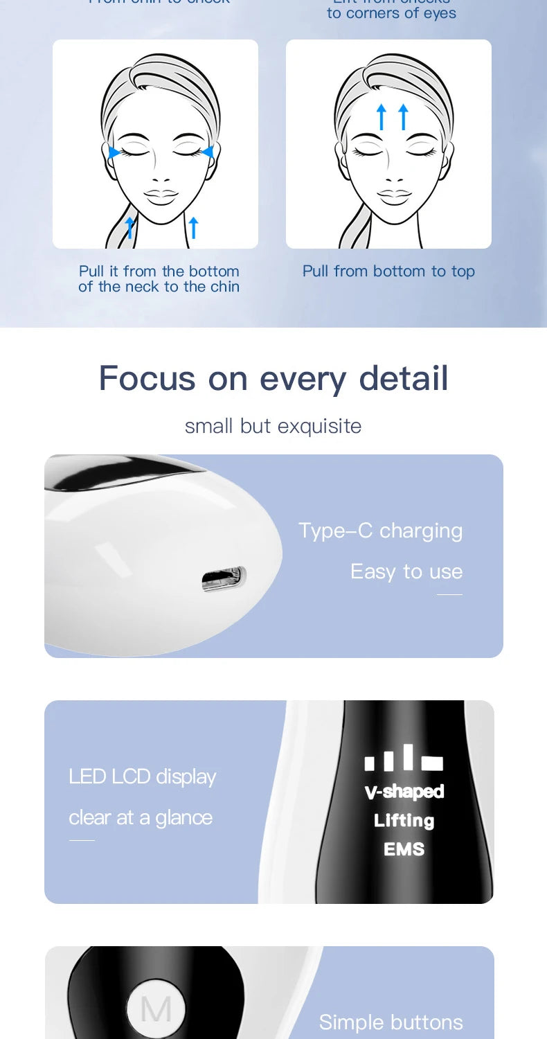 Portable Electric V-Face Lift Roller Massager ,Facial Lifting Skin ,Tighten Massage Beauty Device