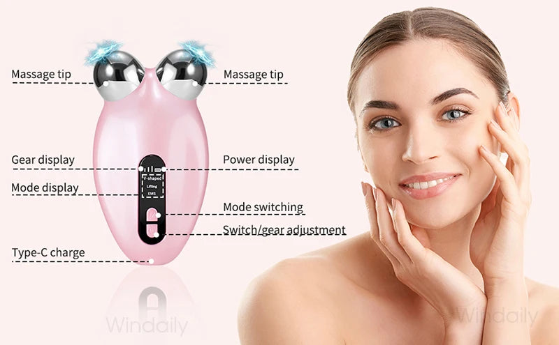 EMS Facial Massager Roller Microcurrent Face Lifting Machine , Anti-Wrinkle Beauty Device