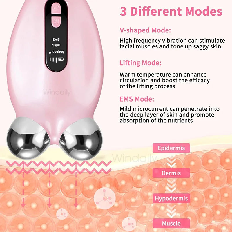 EMS Facial Massager Roller Microcurrent Face Lifting Machine , Anti-Wrinkle Beauty Device